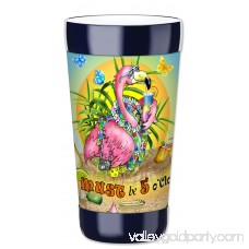 Mugzie 12-Ounce Low Ball Tumbler Drink Cup with Removable Insulated Wetsuit Cover - Flamingo Drinking